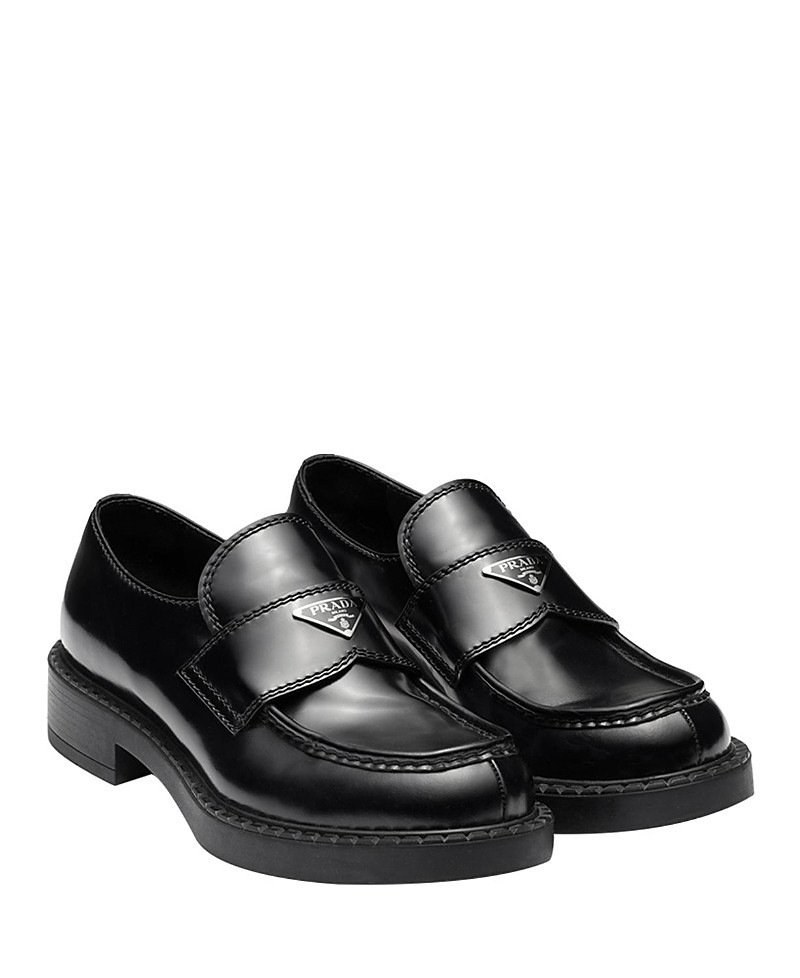Prada Men's Chocolate Brushed Leather Loafers | Bloomingdale's (US)