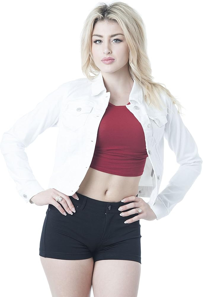 Hollywood Star Fashion Womens Basic Button Down Denim Jean Jacket | Amazon (US)