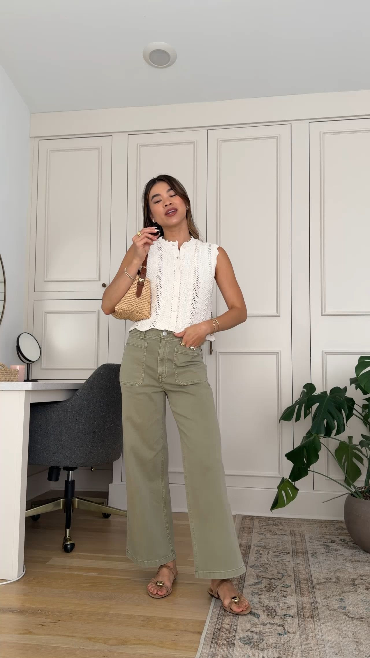 A casual summer outfit. I love this @Madewell top I got from @Shopbop!

Sizing info:
Pistola Zooey Utility Trouser (Size 24 in Slate Green) 
Madewell Kim Wavy Stitch Vest (Size XS in Vintage Ivory)

Petite style, petite fashion, mom outfit, mom style, petite pants, petite outfit ideas, petite outfits, best pants for petite, petite denim, spring style, spring outfits, beach outfits, vacation outfits, summer outfits, Summer style, summer trends, shopbop, shopbop order, petite summer clothes, petite friendly outfits

#LTKootd #LTKSeasonal #LTKPetite