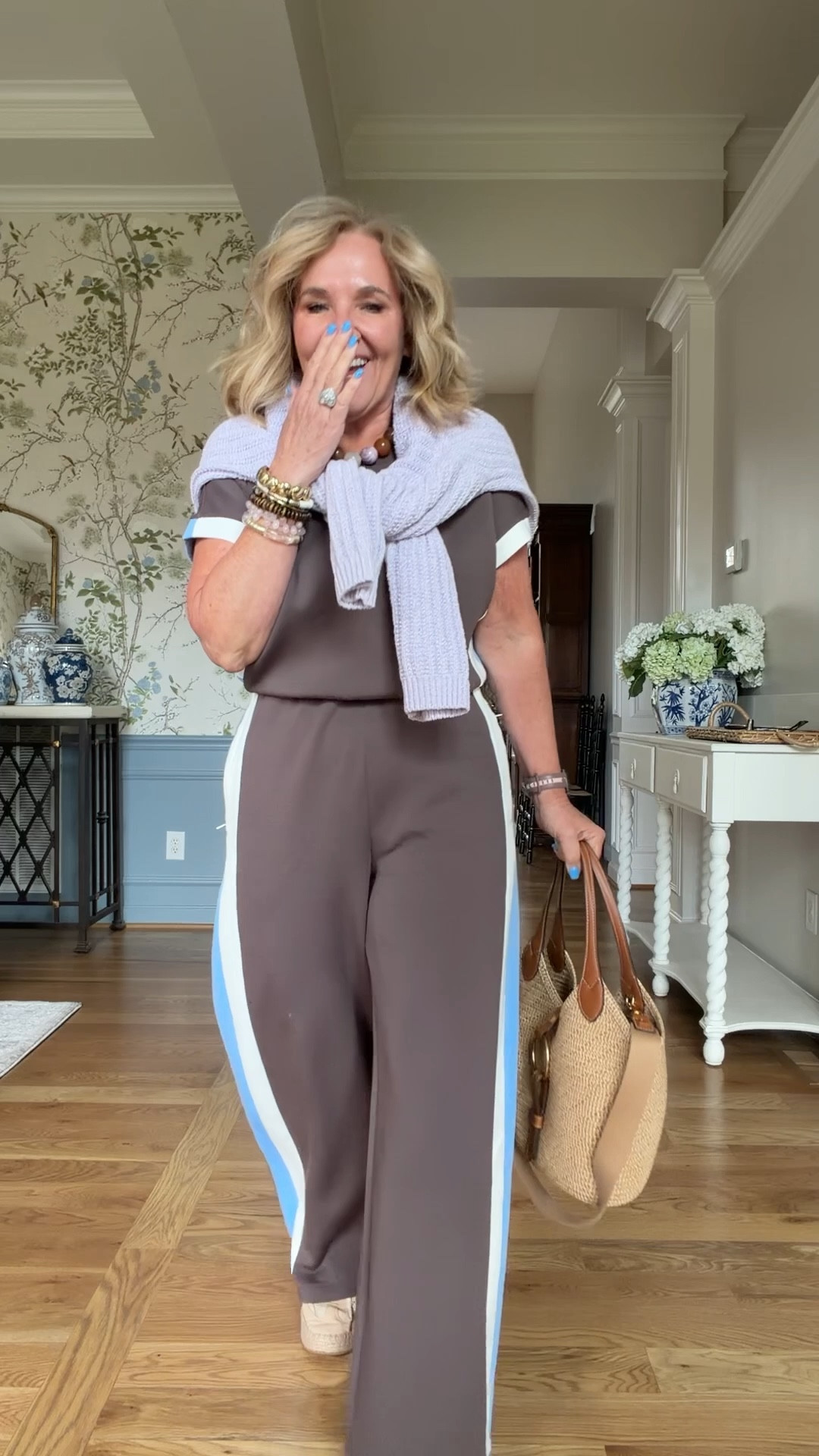 Spanx jumpsuit size medium petite Pants
It’s so luxe!!! Seeeter size medium  
Bag is a splurge but I have a code NANETTE for 10% off 
20% off my bracelets code NANETTE20

#LTKOver40 #LTKootd #LTKPetite