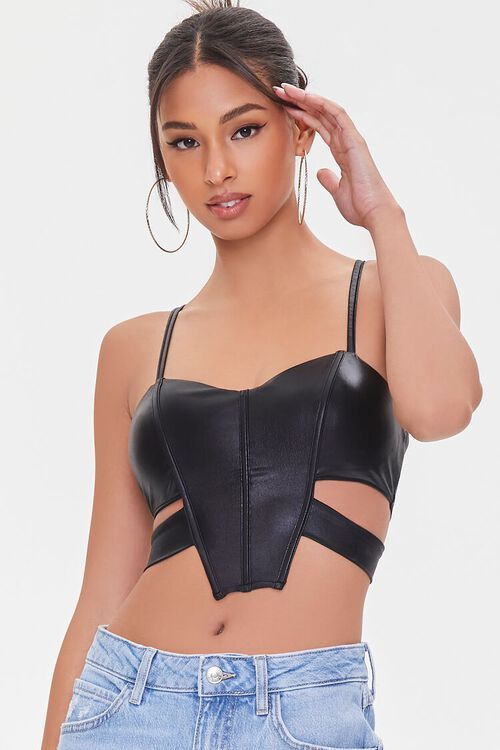 Faux Leather Cutout Crop Top | Forever 21 (US)