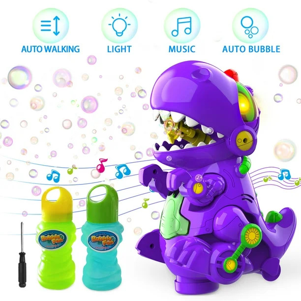 WisToyz Bubble Machine 8.6 Inch Automatic Bubble Blower Dinosaur Bubble Toy for Kids Boys Girls,1... | Walmart (US)