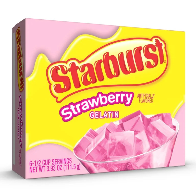 Starburst All Pink Strawberry Gelatin Mix, 6 Servings, 3.93 oz Cardboard Box | Walmart (US)