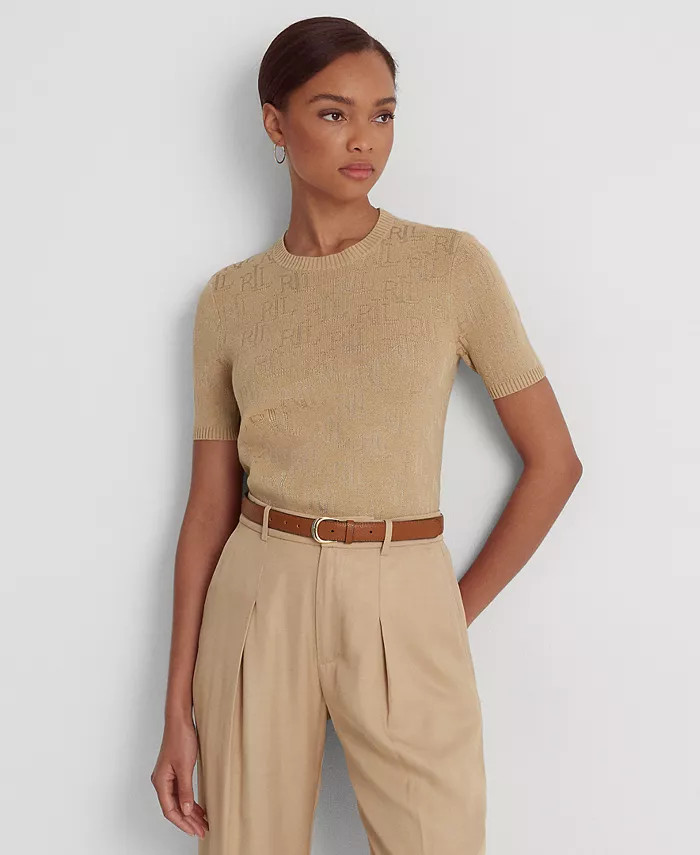 Women's Monogram Jacquard Short-Sleeve Sweater | Macys (US)