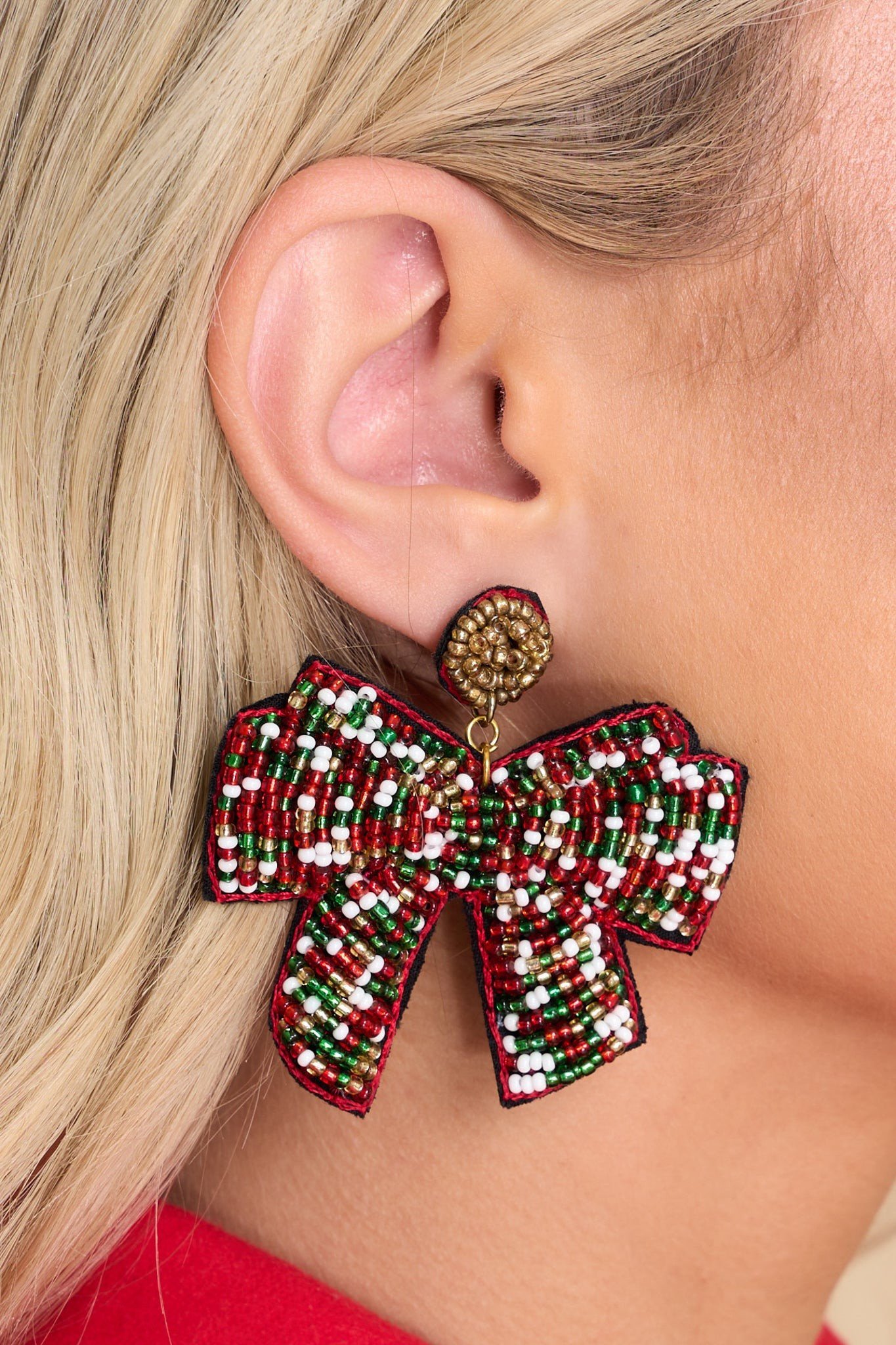 Arrived Early Red Beaded Earrings | Red Dress 