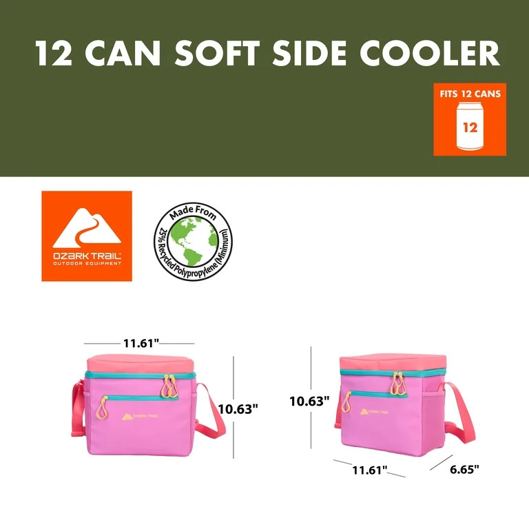 Ozark Trail Small Coated Cooler with Removable Hardliner, 12 Can Capacity, Summer Vibes Collectio... | Walmart (US)