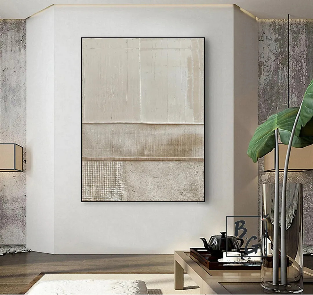 Beige Abstract Painting,white Minimalist Texture Abstract Art,white 3D Texture Wall Art,handmade ... | Etsy (US)
