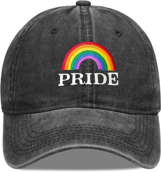 Heucapc Embroidered LGBT Baseball Hat Pride Rainbow Denim Hats Pride Baseball Hat Adjustable LGBT... | Amazon (US)