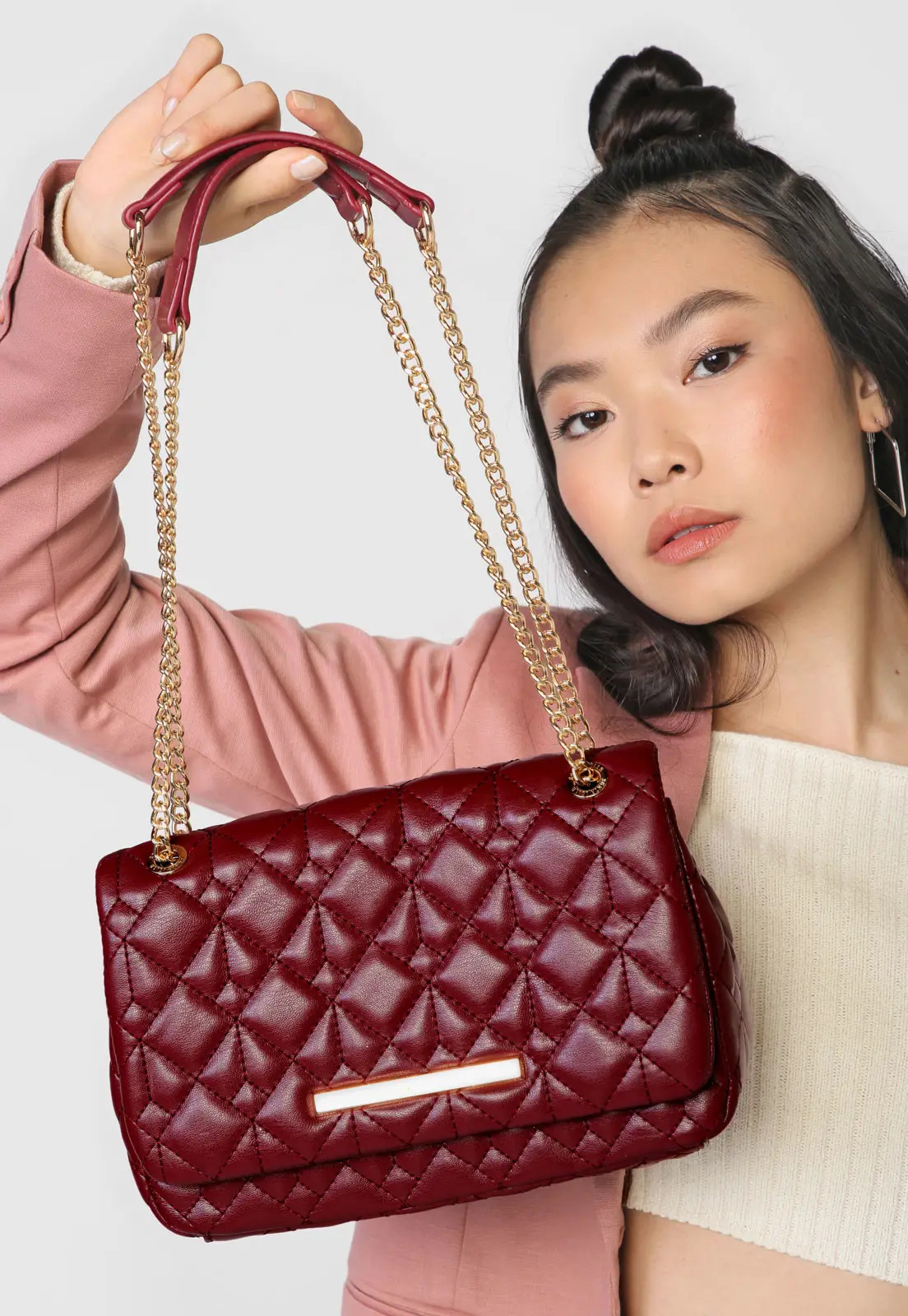 Bolsa Santa Lolla Alça Corrente Vinho | Dafiti (BR)