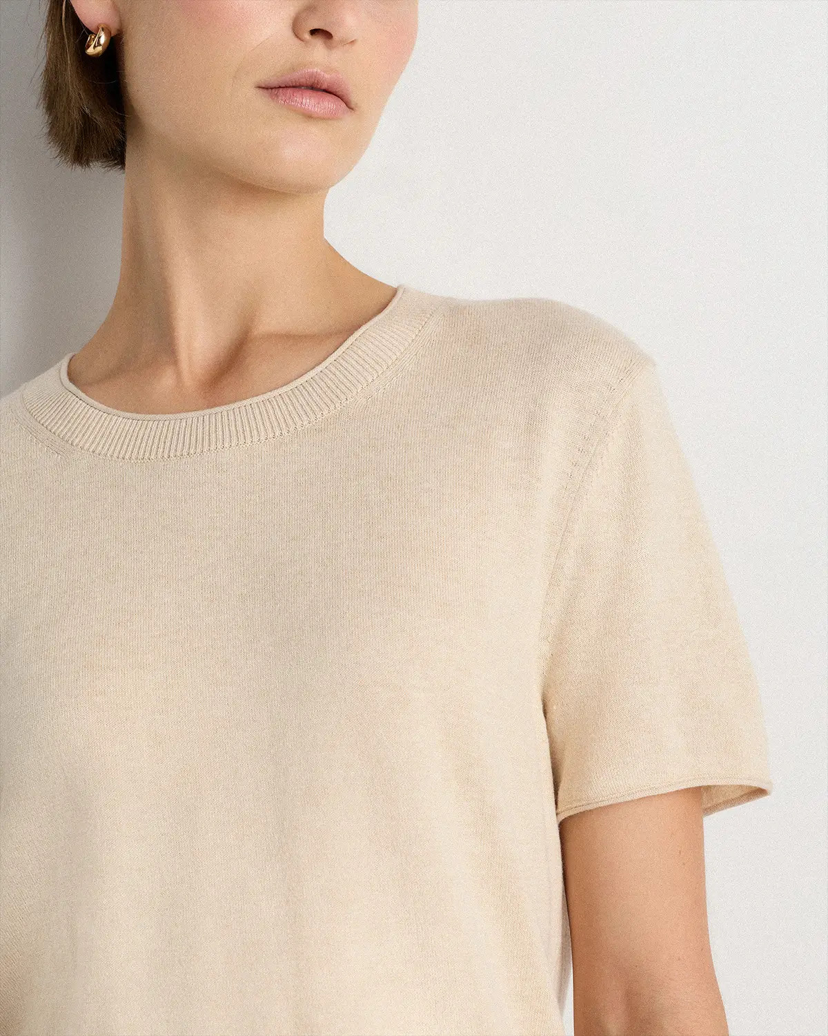 Lightweight Cotton Cashmere Relaxed Sweater Tee | Quince