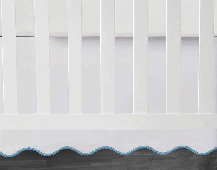 Scalloped Embroidery Crib Skirt White 100% Cotton Sateen Crib Skirt with Split Corners ; 4-Sided ... | Amazon (US)