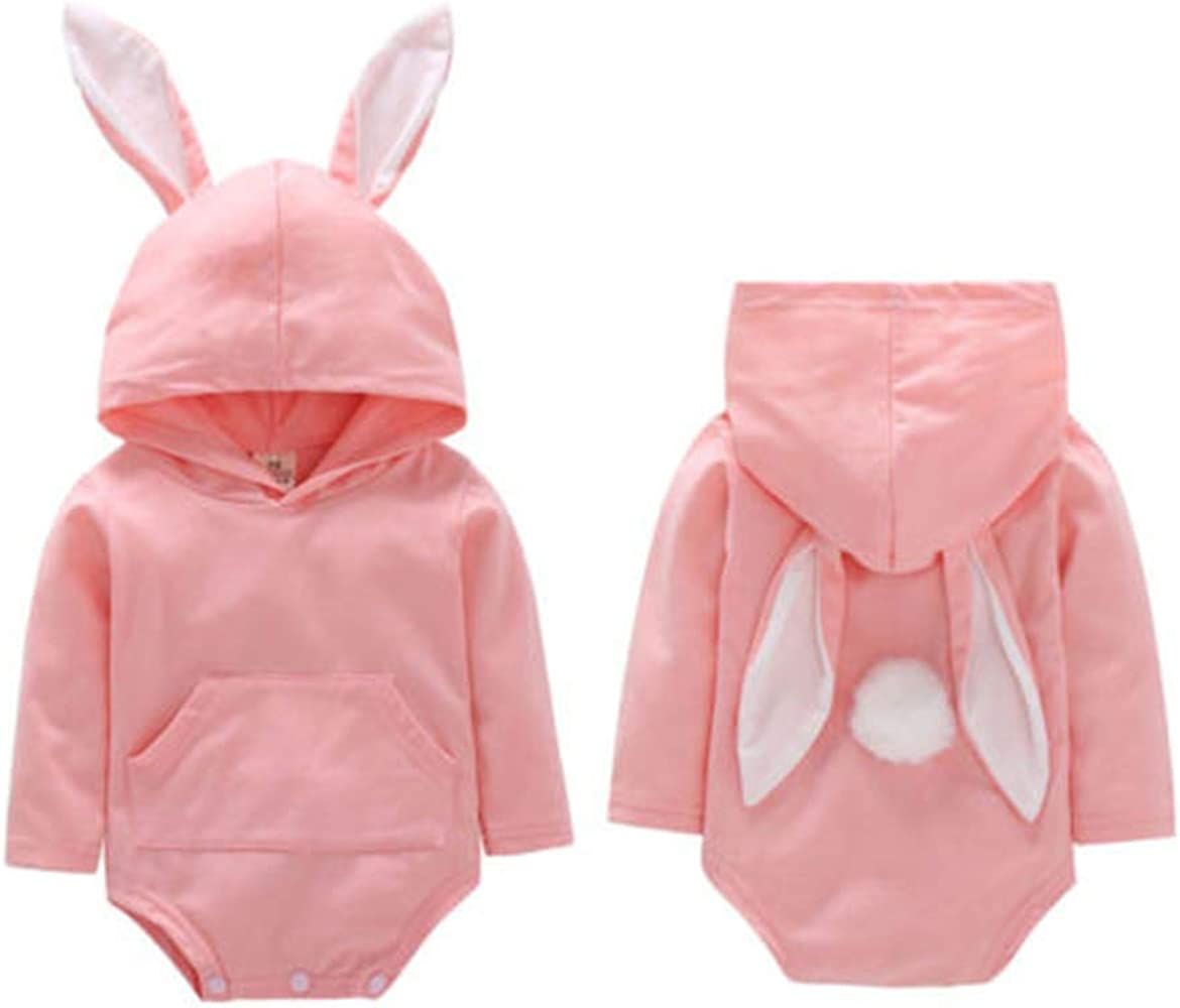 Newborn Baby Boys Girls Easter Outfits Bunny Romper Bodysuit Long Sleeve Hooded Bodysuit Jumpsuit wi | Amazon (US)