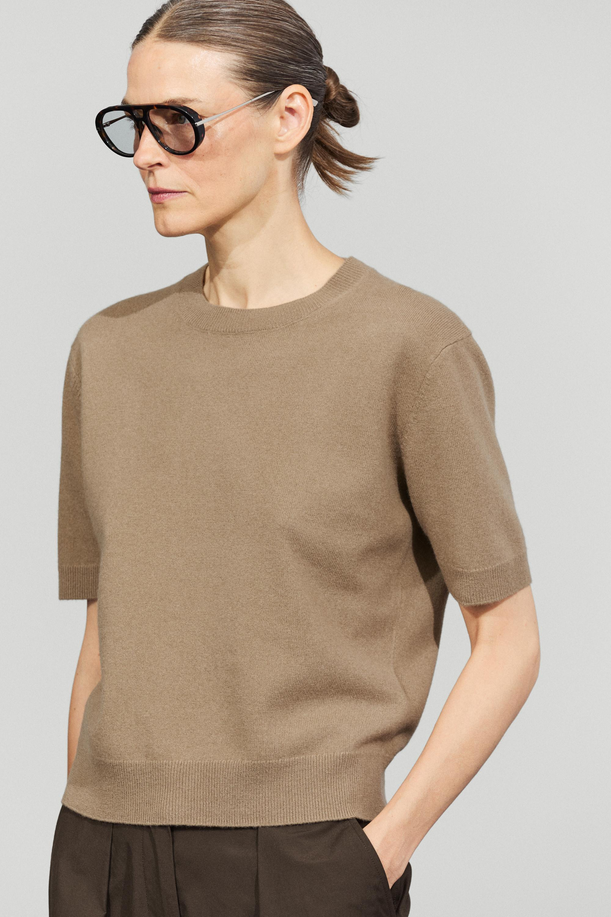 Wool blend short-sleeve knit sweater | Massimo Dutti US