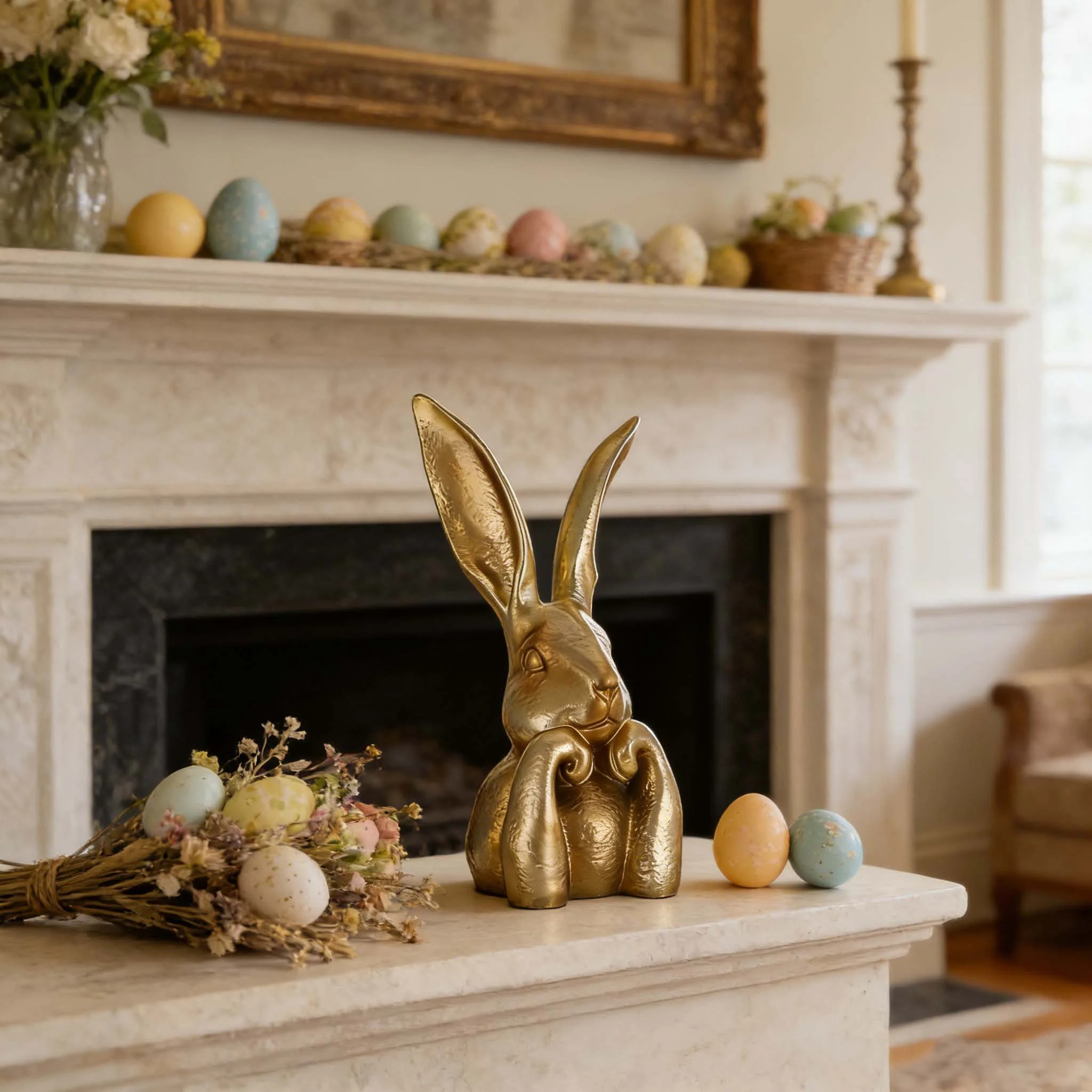 WKSCLPAI Gold Resin Bunny Statue, 8 Inch Easter Table Centerpiece, Spring Rabbits Decoration, Rab... | Walmart (US)