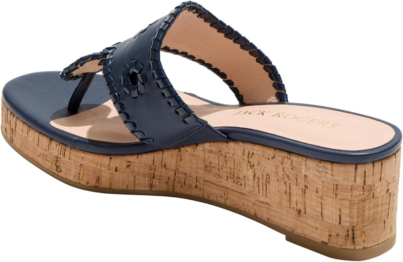 Jack Rogers Women's Jacks Mid Wedge Cork-Leather Heeled Sandal | Amazon (US)