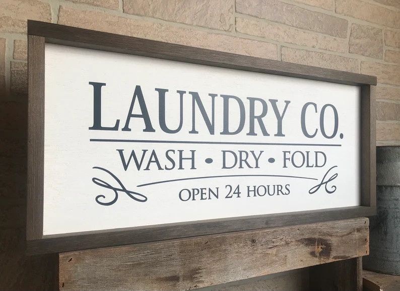 Laundry Room Wood Sign: Farmhouse Wash Dry Fold Decor - Etsy | Etsy (US)