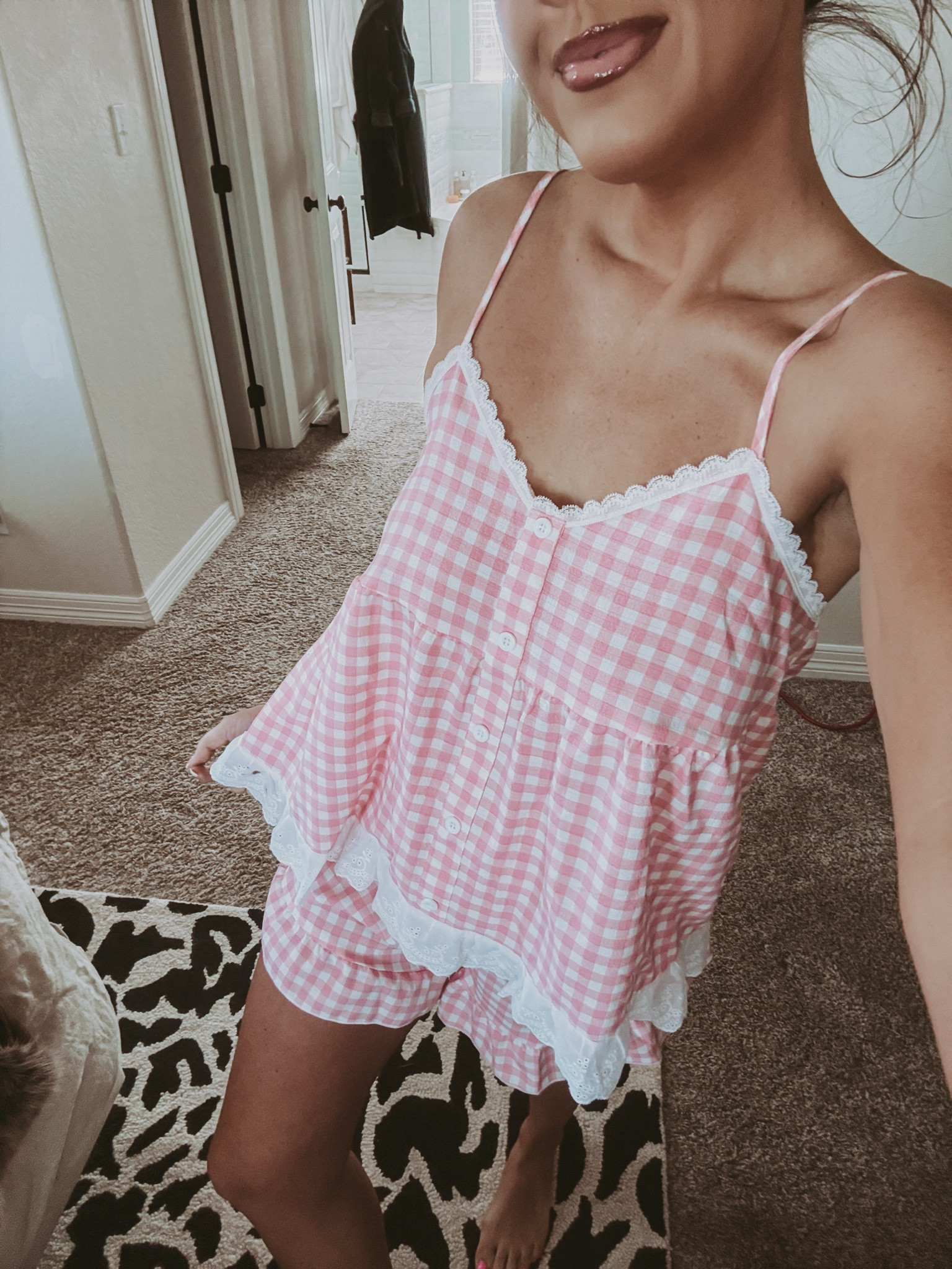 Feeling cozy in my new plaid pajama set (S). 🌸 (Liner - Mac Cork + Charlotte Tilbury Love Trap + Charlotte Tilbury Kim KW + Clear Gloss)


#LTKootd #LTKSaleAlert #LTKmorningroutine