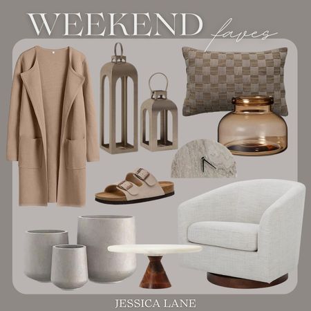 Weekend Favorite Finds.Women's fashion, women's sandals, swivel chair, outdoor concrete planters, cake stand, gold lanterns, decorative objects, Target home, Amazon home, open front cardigan

#LTKstyletip #LTKhome #LTKSeasonal