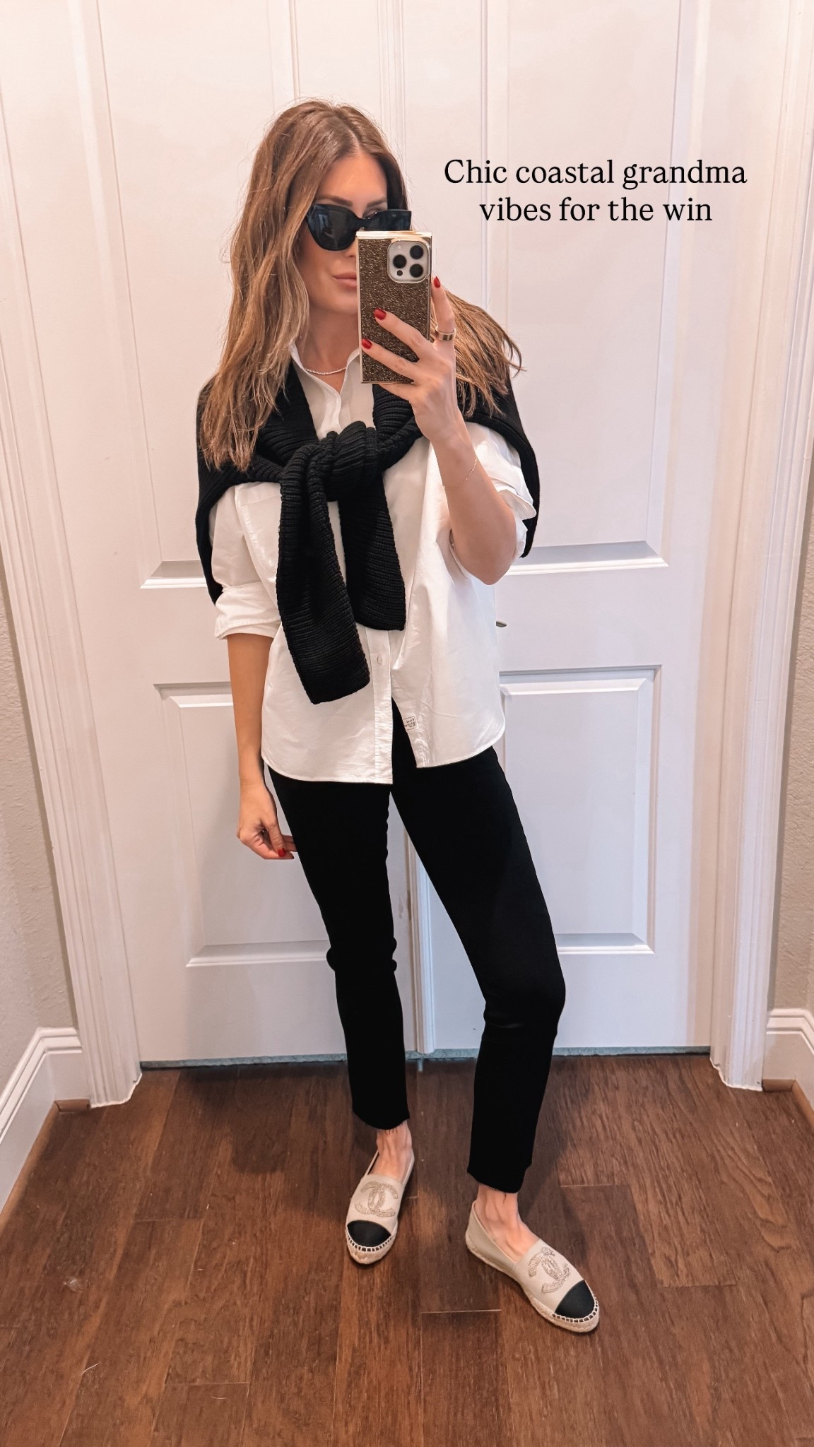 Medium in top and sweater, size 26 in pants 