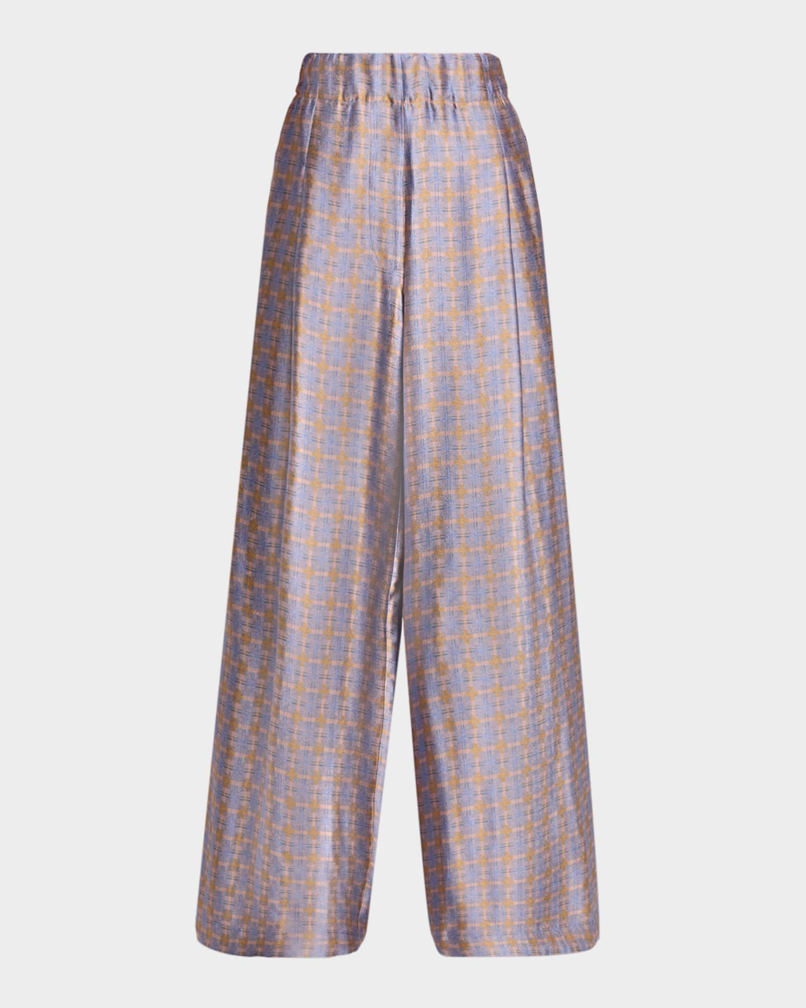 Pila Check Wide-Leg Pants | Neiman Marcus