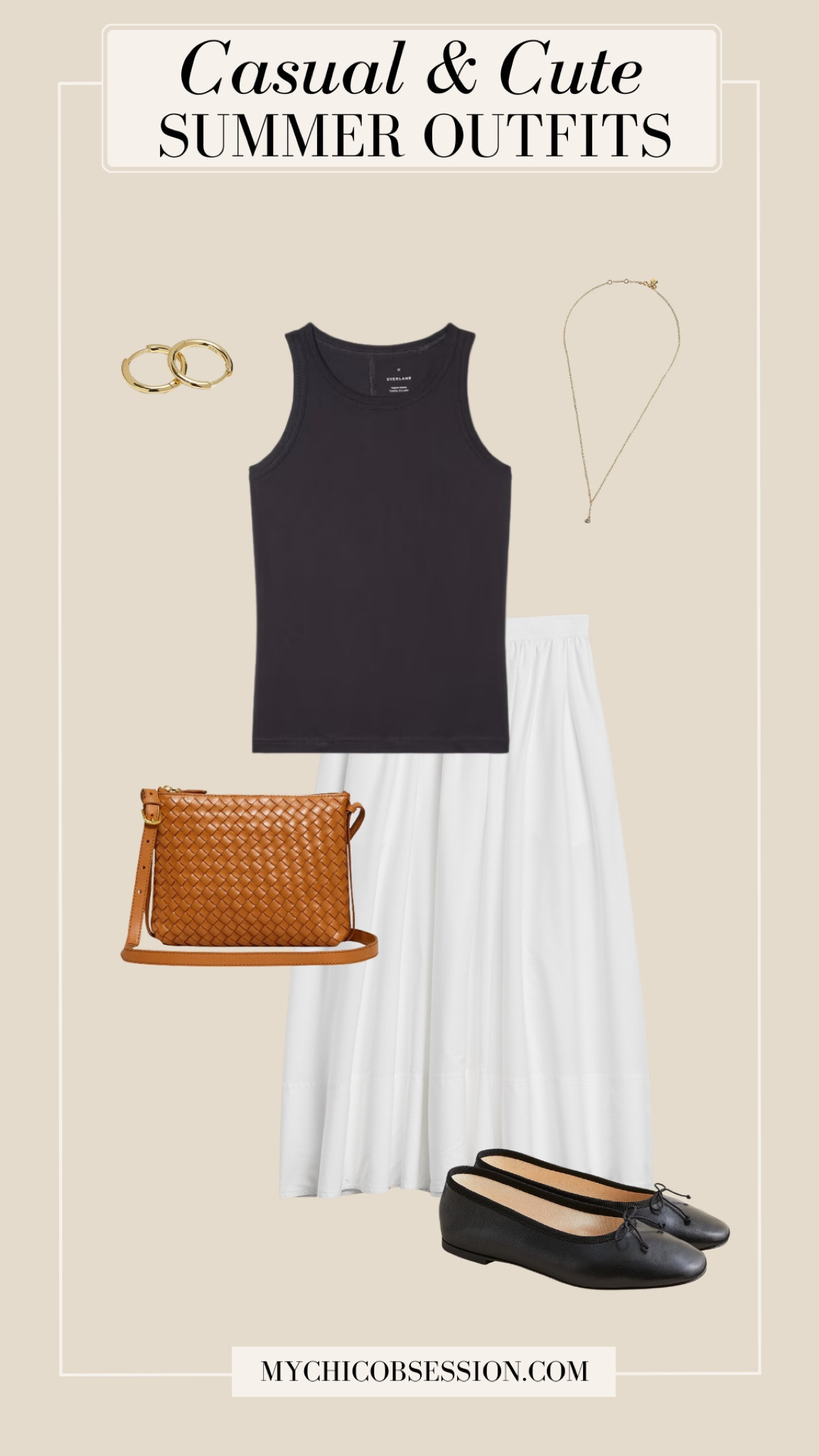 Long white midi or maxi skirts are trending right now, and there are plenty of ways to style them for summer. Try a more casual take with a black tank, a woven crossbody bag, ballet flats, and simple gold jewelry.

#LTKSeasonal #LTKstyletip