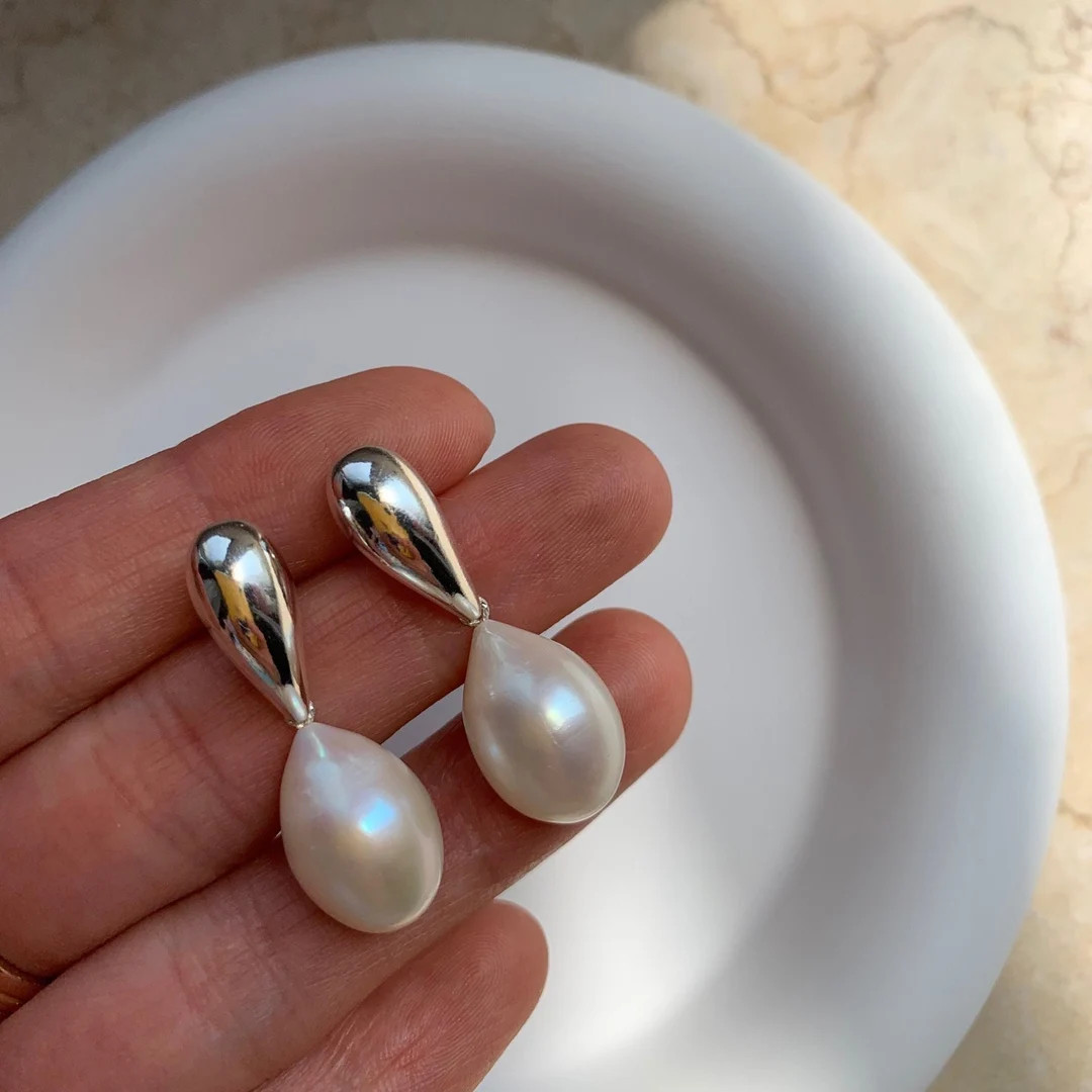 Boucles d'oreilles en forme de larme plaquées or 18 carats, véritables boucles d'oreilles penda... | Etsy (FR)