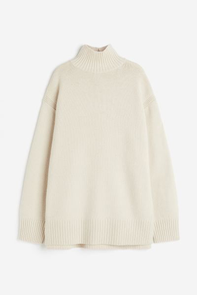 Oversized Turtleneck Sweater - Light taupe - Ladies | H&M US | H&M (US + CA)