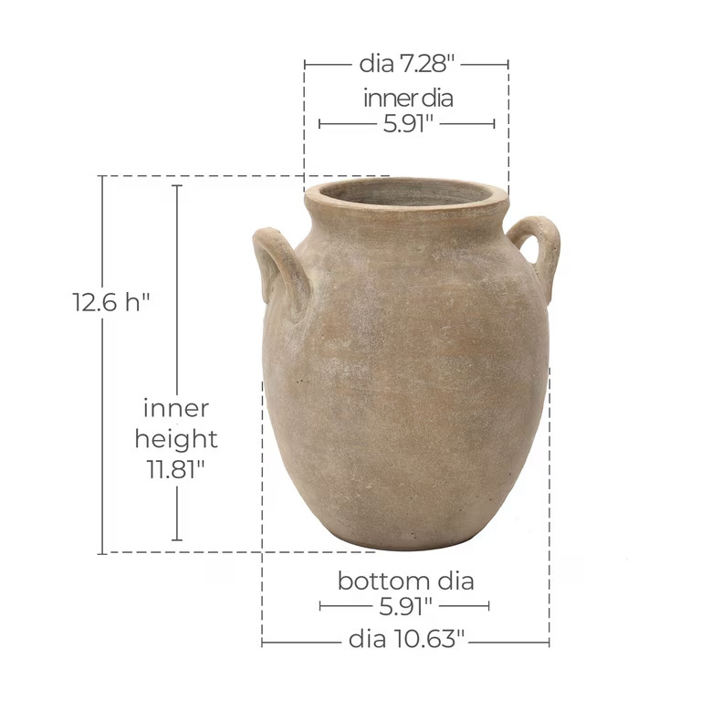Haven Crest 12.4-Inch Rustic Brown Handled Terracotta Vase | Walmart (US)