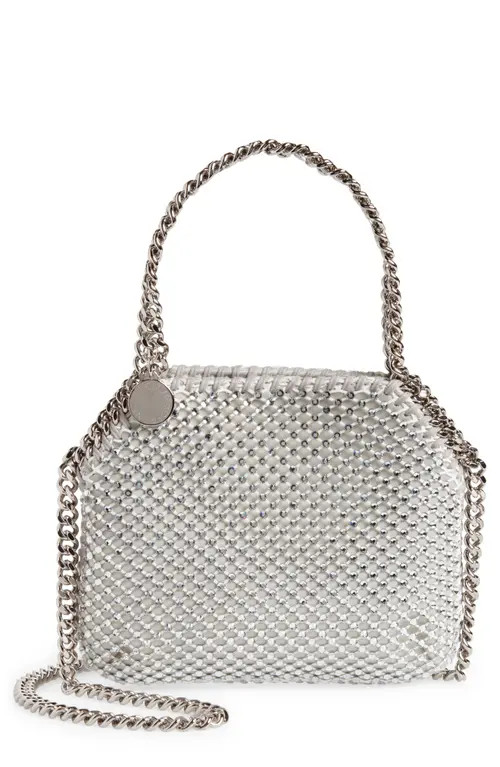 Stella McCartney Mini Falabella Crystal Mesh Shoulder Bag in 8101 - Silver at Nordstrom | Nordstrom