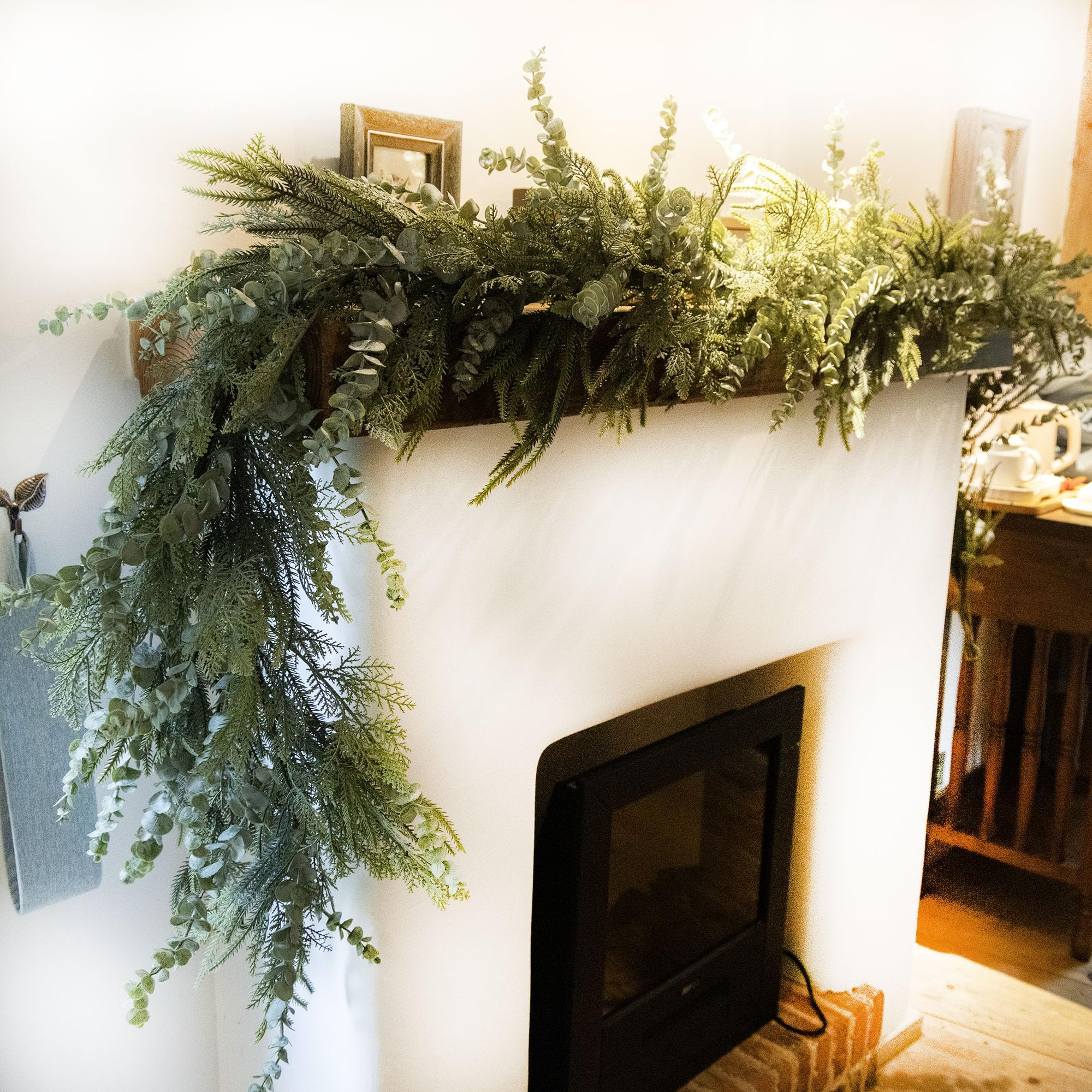 9ft Handmade Christmas Garland,Artificial Eucalyptus Cedar Pine Needles Greenery Seasonal Garland... | Amazon (US)