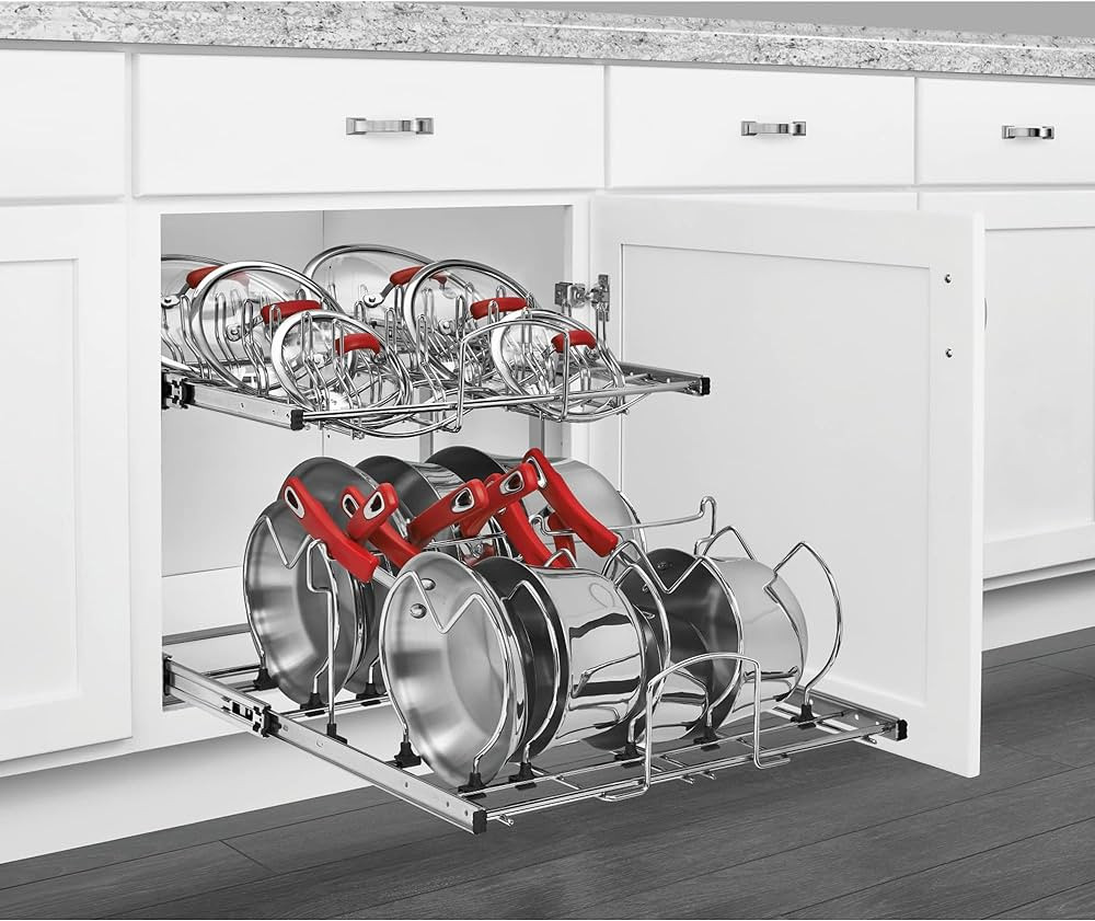 Rev-A-Shelf 2-Tier Kitchen Cabinet Pull Out 21" Cabinet Organizer for Pots, Pans, and Lid Cookwar... | Amazon (US)