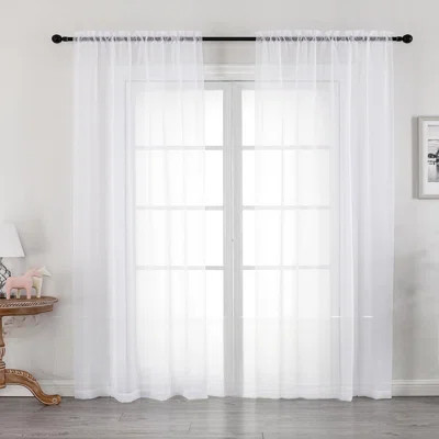 White Sheer Curtains 84 Inches Long 2 Panels Set, Sheer White Curtains For Living Room/Bedroom, Rod Pocket Voile Sheer Panel Drapes, 2Pcs, Each 42" W | Wayfair North America