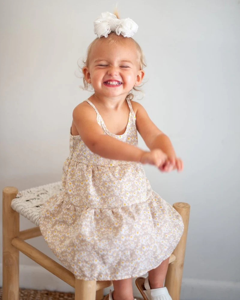 Jessica Layered Sun Dress - Champagne & Daisies | Bailey's Blossoms