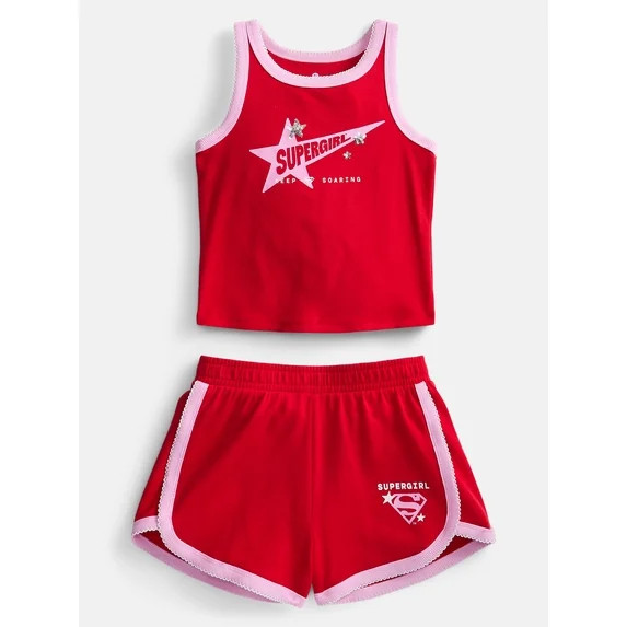 Supergirl Girls Graphic Tank Top and Matching Shorts Set, 2-Piece, Sizes 4-16 | Walmart (US)