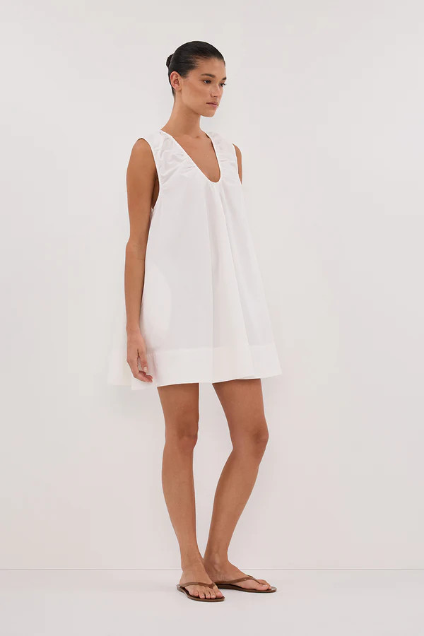 GABBY WHITE COTTON MINI DRESS | DISSH