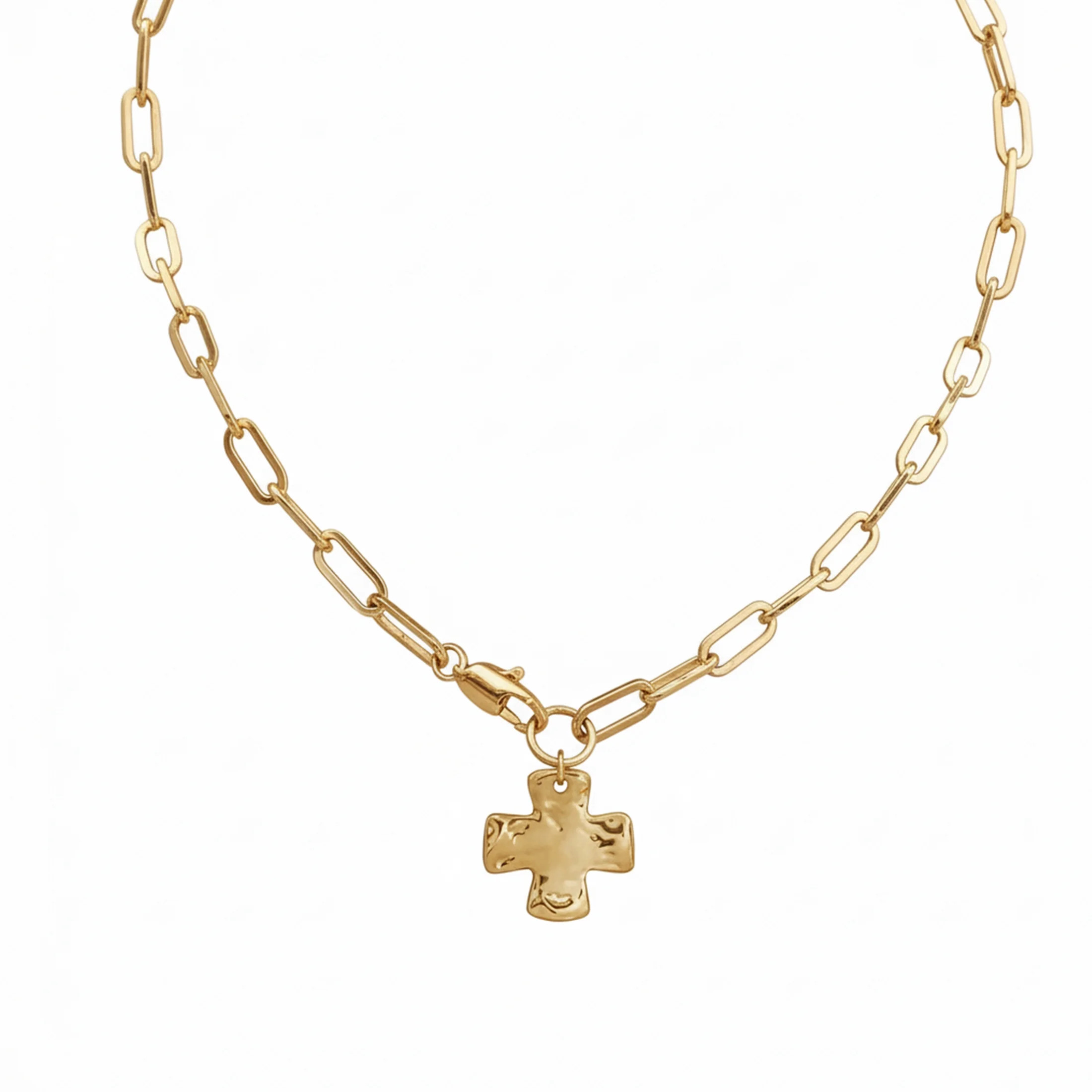 Ngardk Gold Chunky Cross Necklace for Women, 14K Gold Plated Brass, Cross Pendant Paperclip Chain... | Walmart (US)