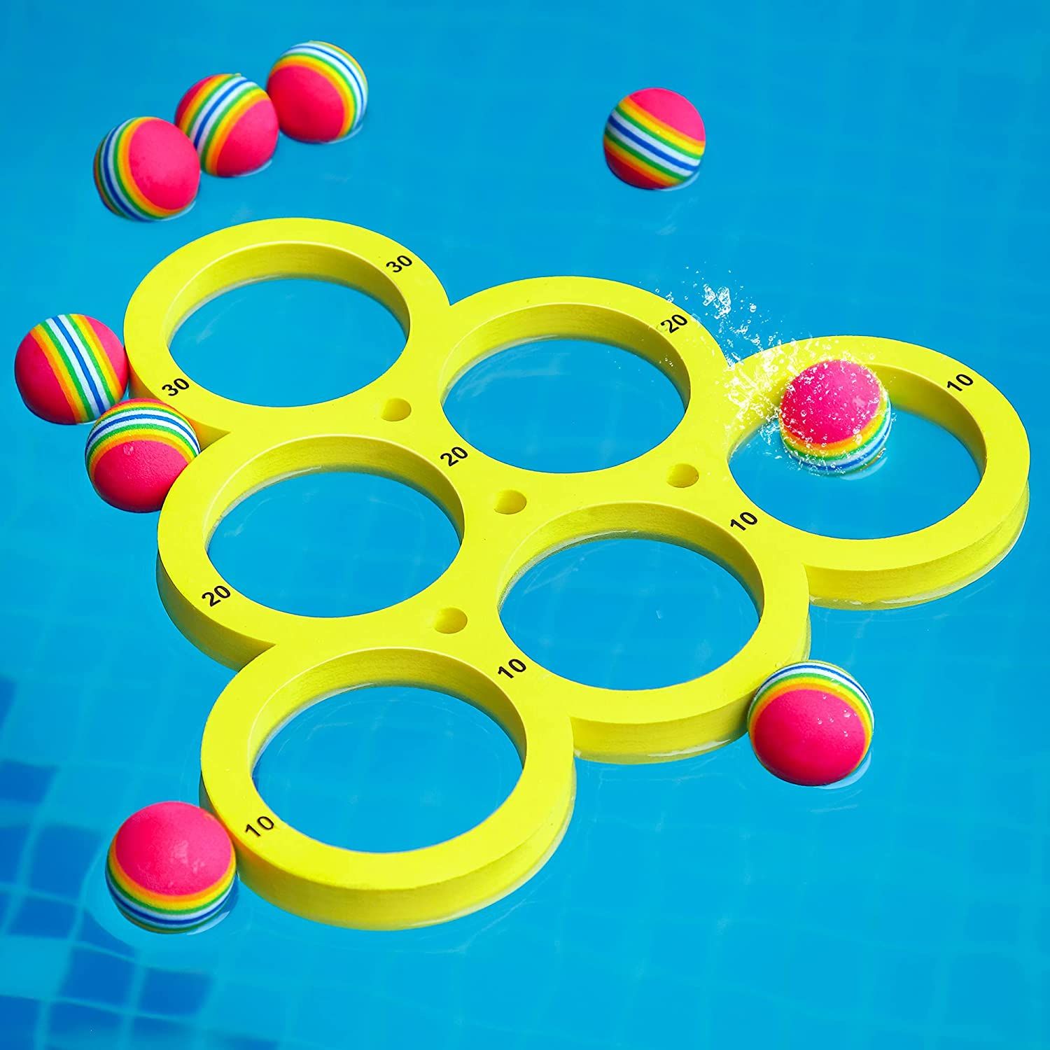 Amazon.com: Hiboom Floaty Pool Pong Game Combo Foam with 10 Colorful Balls, Floating Swimming Pool P | Amazon (US)