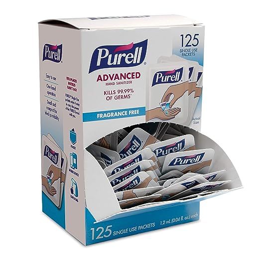 PURELL SINGLES Advanced Hand Sanitizer Gel, Fragrance Free, 125 Count Single-Use Travel-Size Pack... | Amazon (US)