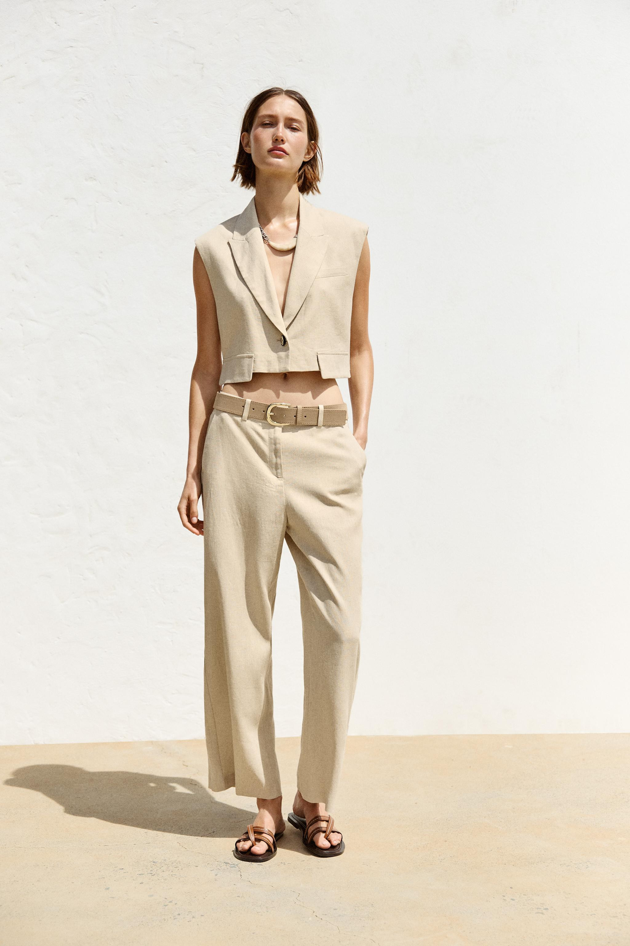 LINEN BLEND CULOTTES WITH BELT | Zara UK
