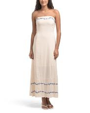 Linen Blend Embroidered Strapless Maxi Dress | TJ Maxx