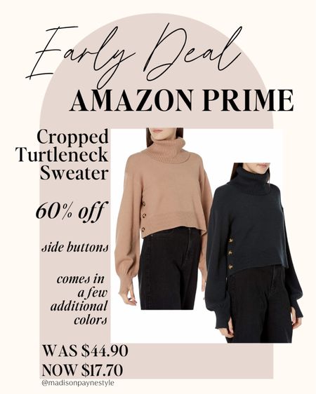 AMAZON PRIME DAY 🚨 EARLY DEALS! This turtleneck sweater is 60% off right now with Amazon’s Early Prime Day Deals! It has side buttons and comes in a few additional colors. More early deals listed below! 

Amazon Prime Day Deals, Amazon Deals, Amazon Sale, Prime Day, Prime Day Deals, Sweater, Amazon Sweater, Fall Outfits, Madison Payne

#LTKsalealert #LTKxPrime #LTKSeasonal