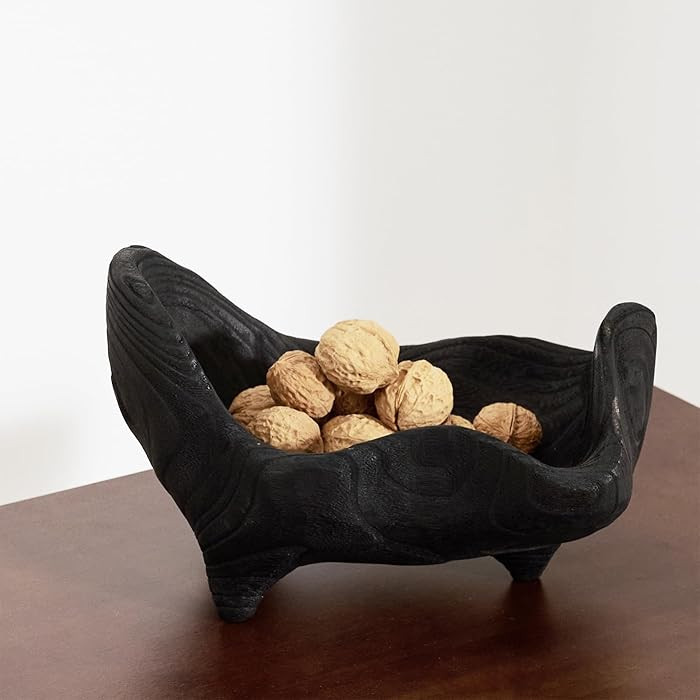 DN DECONATION Oak Wood Black Decorative Bowl-9.25x5.51 Inch Small Bowl for Entryway Key, Fruit, C... | Amazon (US)