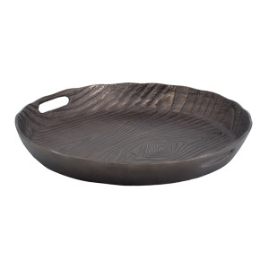 Timber Designed Round Aluminum Tray - 18" - Brown | Christmas Central