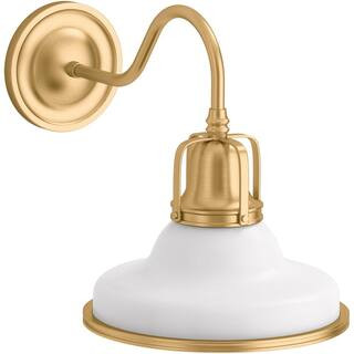 KOHLER Hauksbee 1-Light 10 in. W White with Gold Trim Sconce K-32285-SC01-WGL | The Home Depot