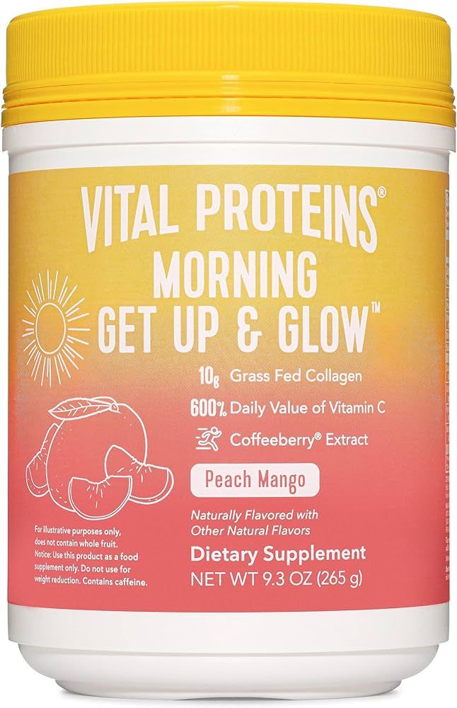 Vital Proteins Morning Get Up and Glow Collagen peptides Powder Supplement, 90mg Caffeine for Ene... | Amazon (US)