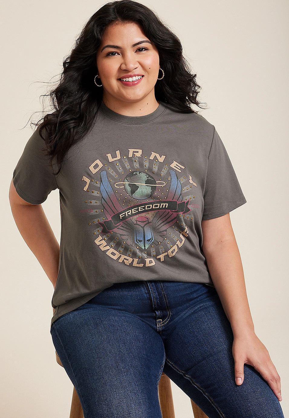 Plus Size Journey Freedom World Tour Oversized Fit Graphic Tee | Maurices
