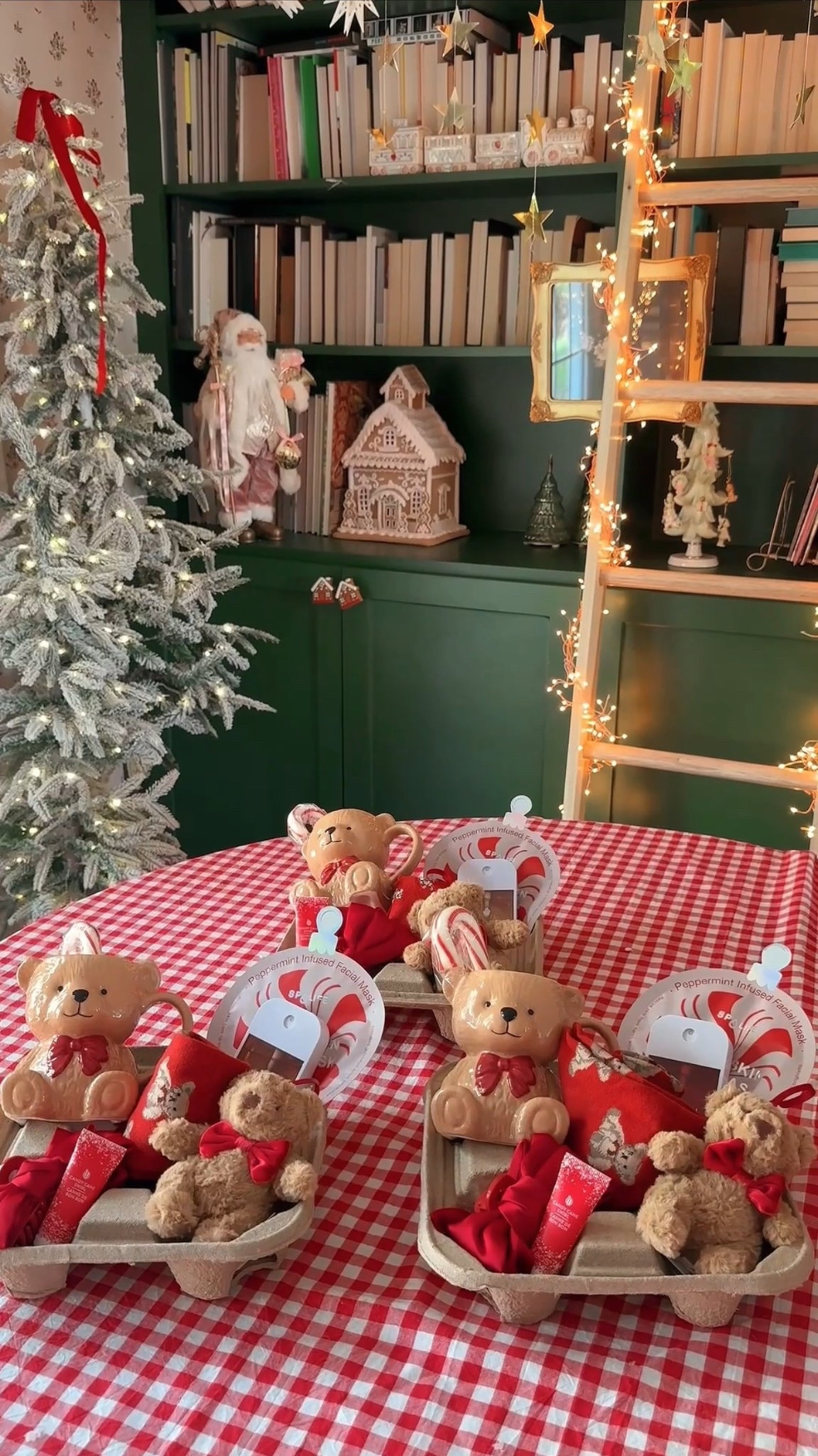 The teddy bear ornament is a Jellycat (not linked) but this is everything else in the Bear-y Christmas gift basket !