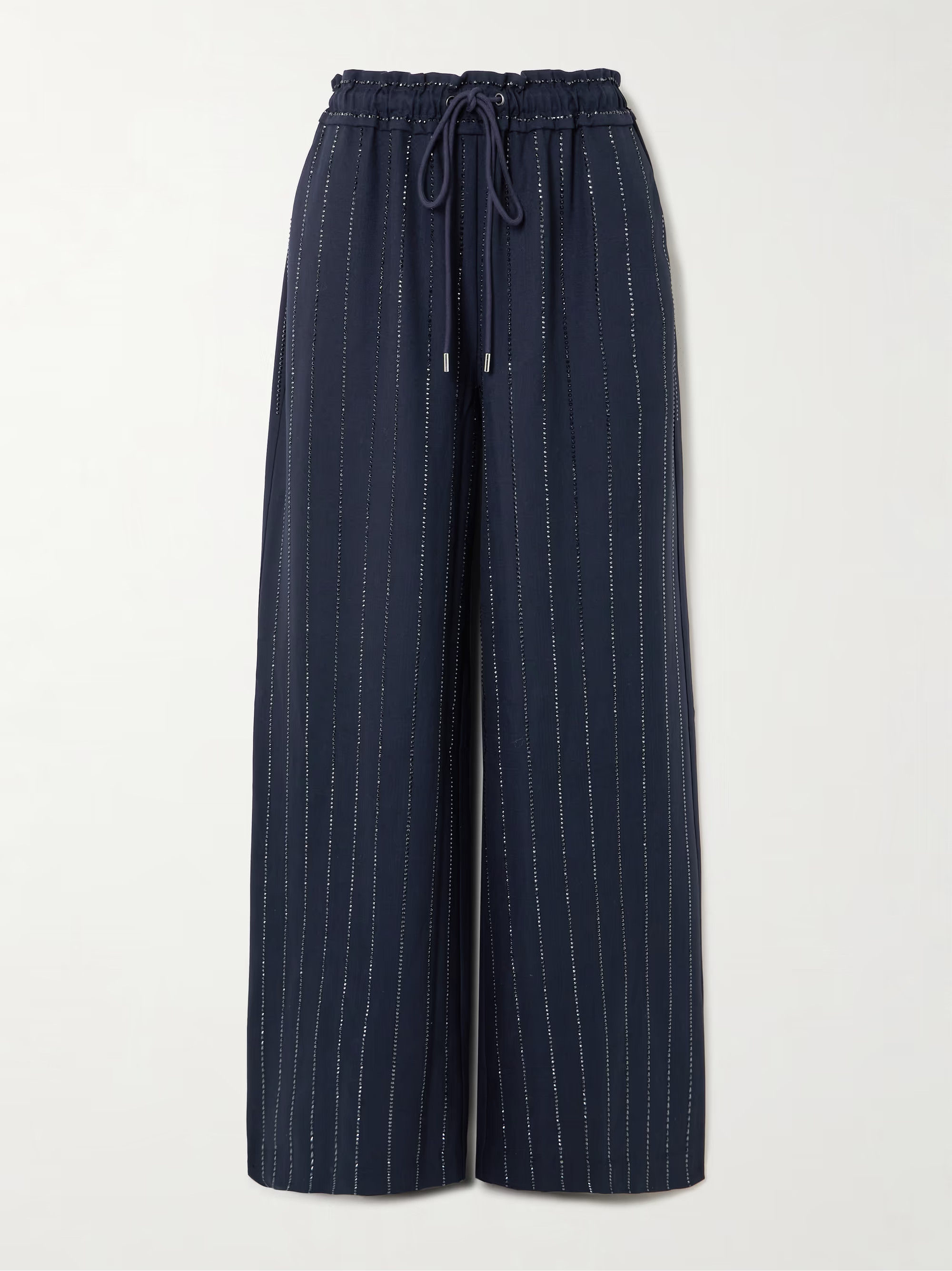 Crystal-embellished pinstriped wide-leg crepe pants | NET-A-PORTER (UK & EU)