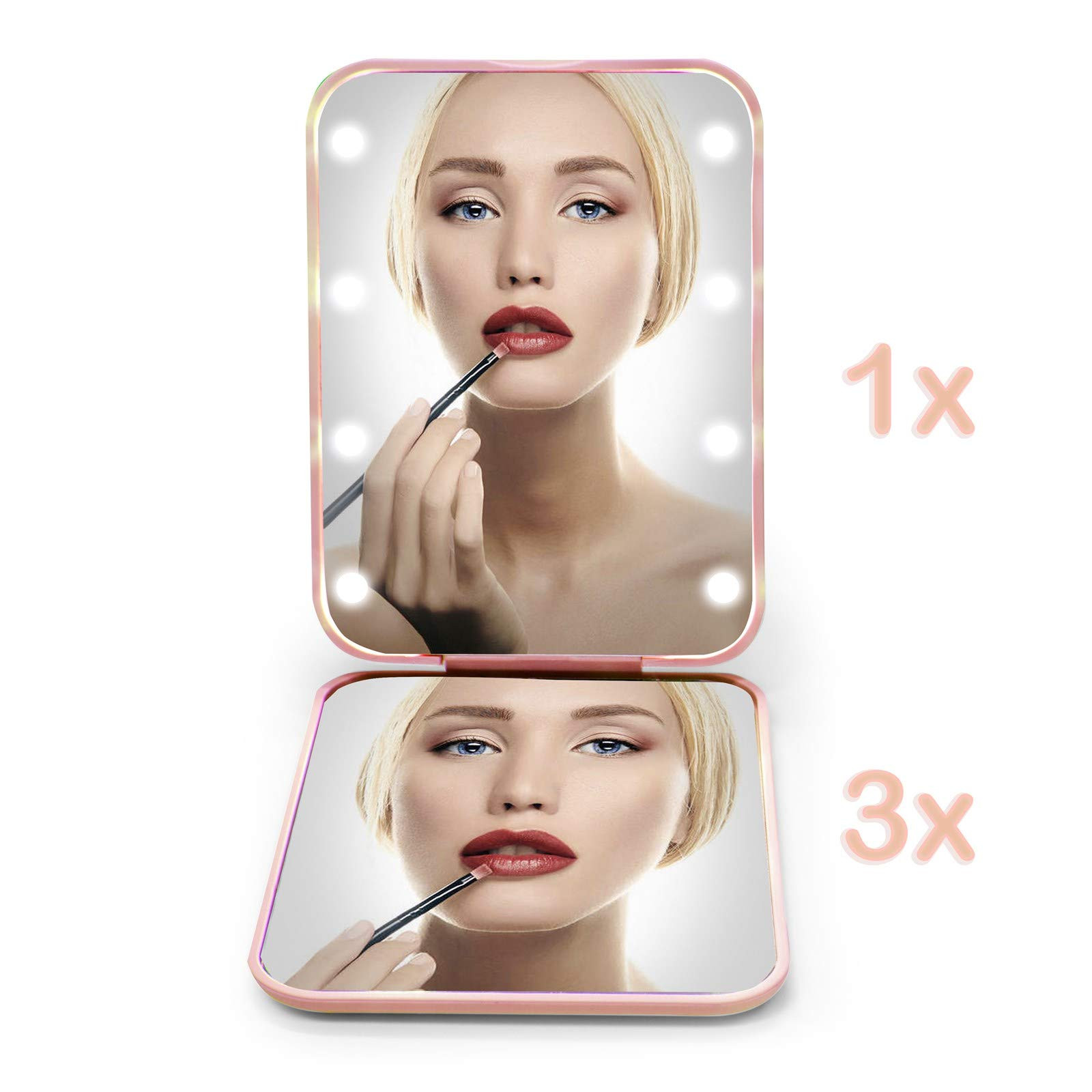 Kintion Pocket Mirror, 1X/3X Magnification LED Compact Travel Makeup Mirror with Light for Purse,... | Amazon (US)