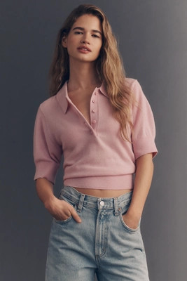 Reformation Skye Cashmere Polo Blouse | Anthropologie (US)